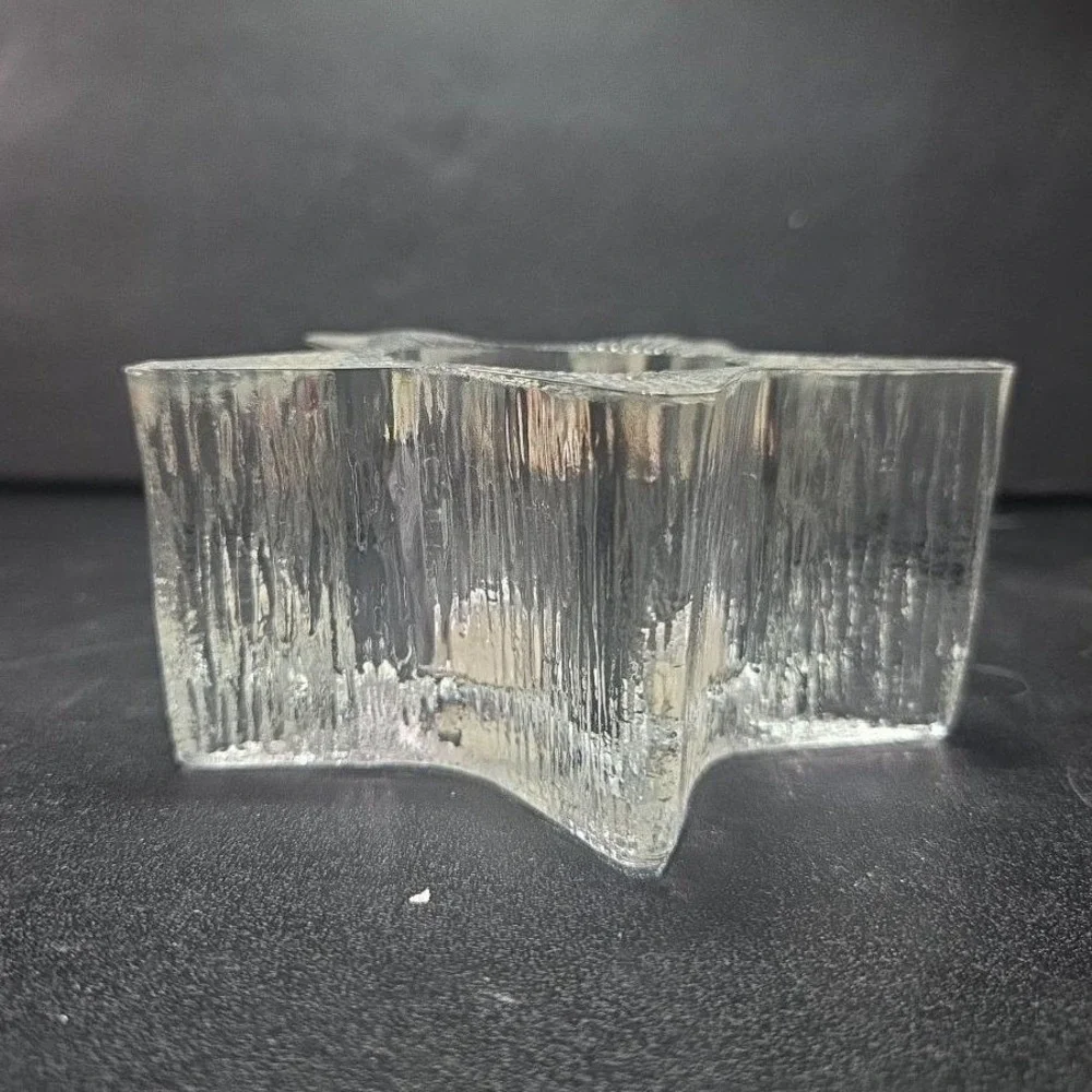 Indiana Glass Star Shaped Candle Holder,‎ Lancaster Colony Co., Textured Design